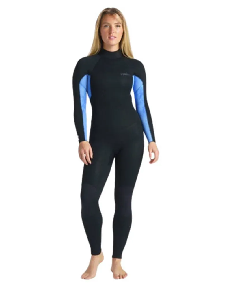 C-Skins Surflite 5:4:3 Women's GBS Back Zip Steamer Wetsuit Black/Blue